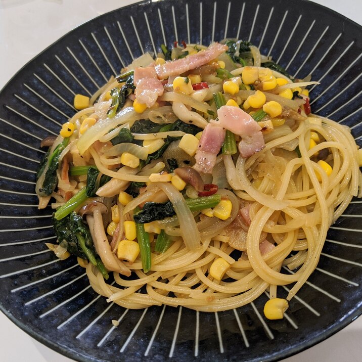 簡単!ベーコンとほうれん草とコーンの和風パスタ★